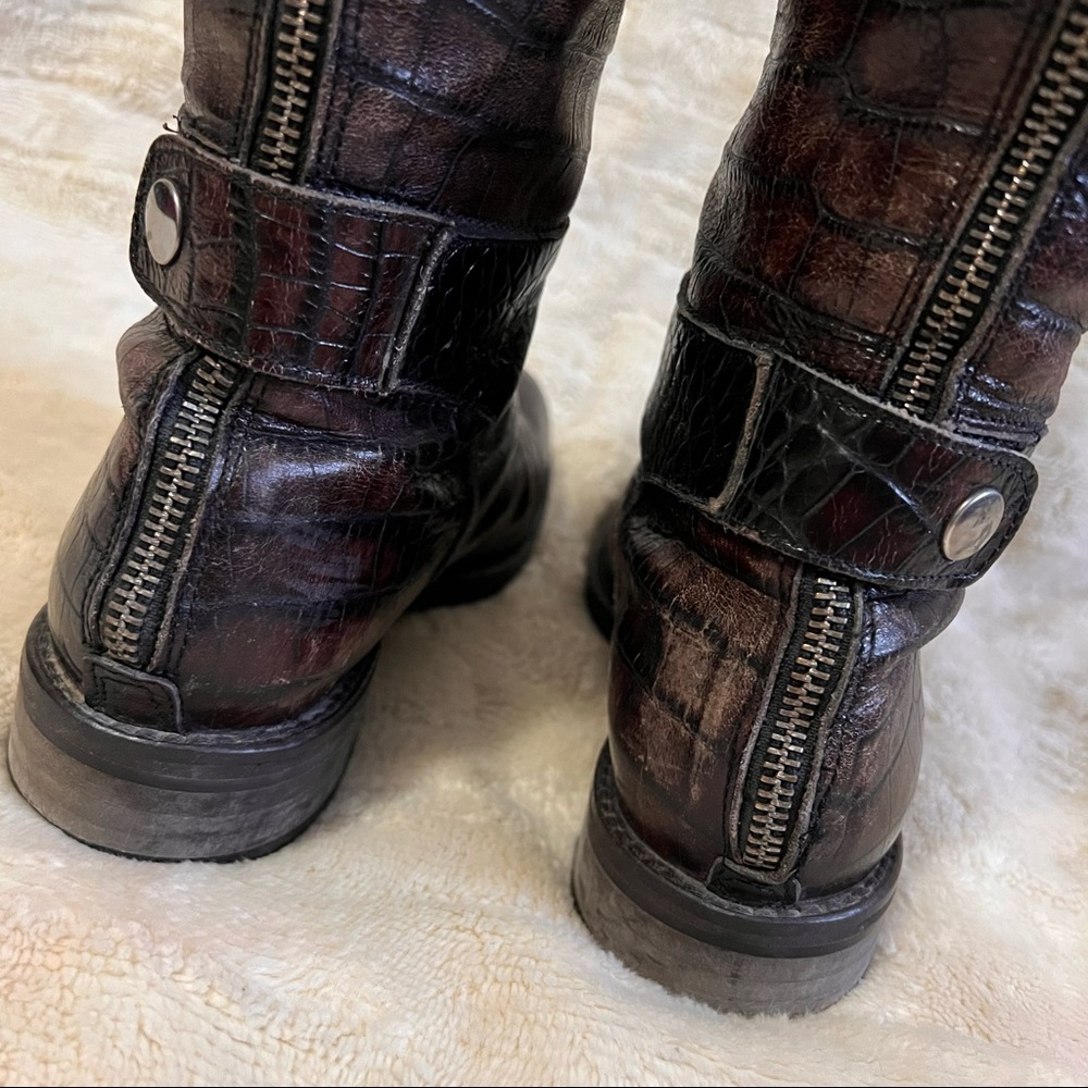 Ma & Lo Croc Embossed Tall Boots - Picture 5 of 14